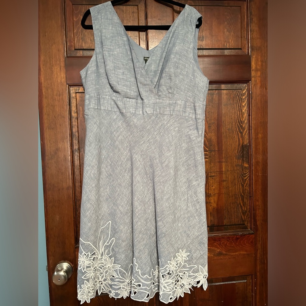 Blue Cutwork Linen Dress